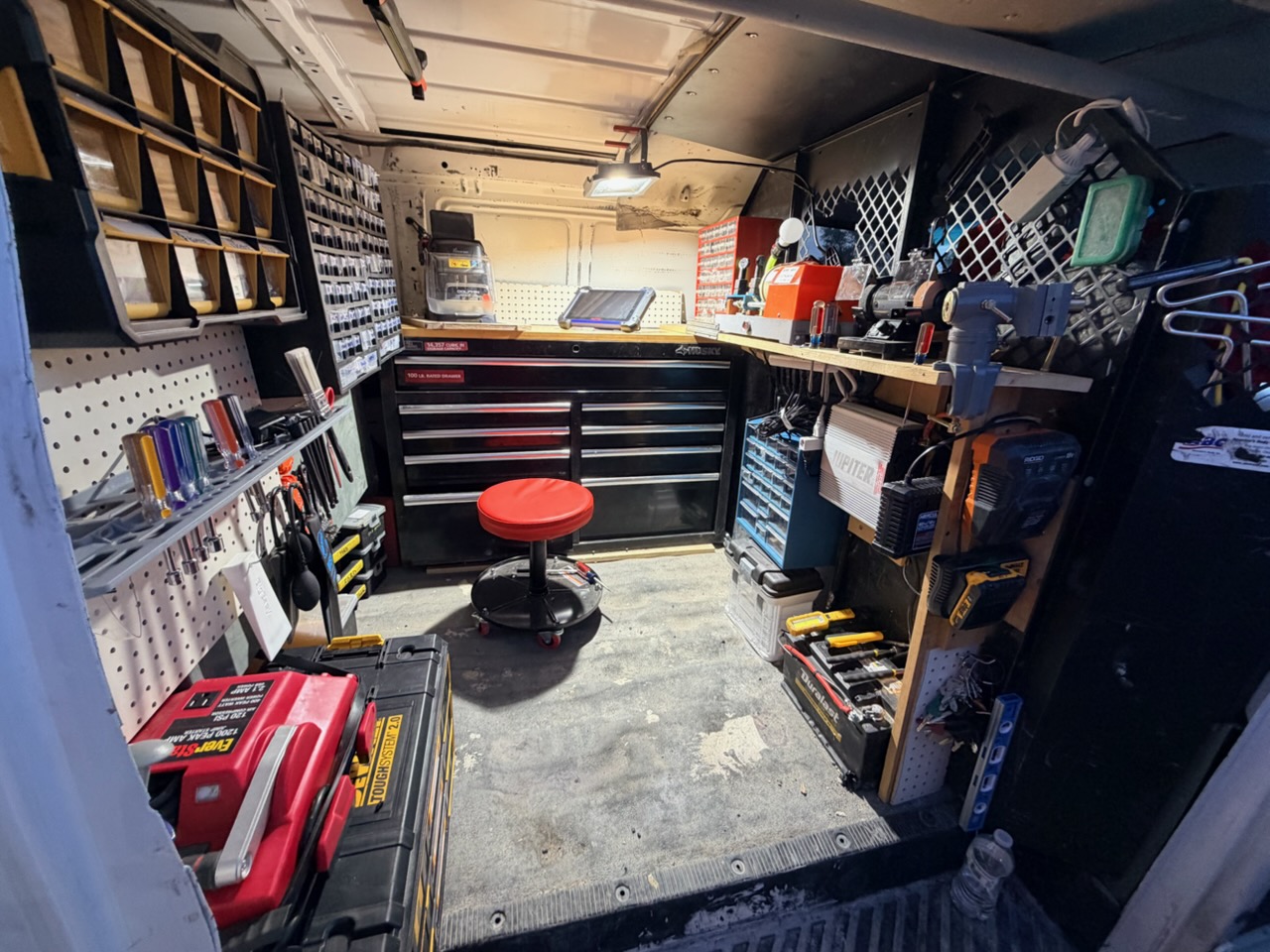 Car interior during locksmith work